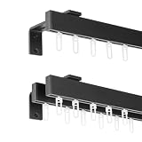 Natural Goods Berlin 1x SQUARE Gardinenschiene 2-Läufig Schwarz 100cm - Vorhangschiene 2 Läufig - Gardinenschiene Wandmontage - Vorhangschiene Wandmontage - Schienensystem Für Schiebegardinen