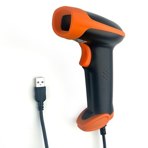 Handheld USB Barcode Scanner Wired 2D Bar Code Reader with Long USB Cable Automatic QR Code Scanner PDF417 Data Matrix Bar Code Reader Plug and Play for Supermarket, Convenience Store, Warehouse