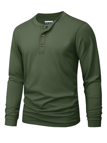 Image of MAGNIVIT Men's Long Sleeve Henley Shirts Cotton 3-Button Spring Casual T-Shirts Solid Color Soft Basic Tops 2026