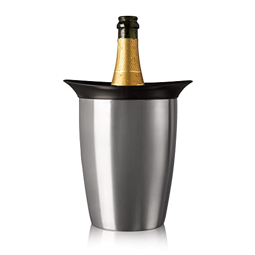 Vacu Vin Champagne Cooler – Stainless Steel Active Bottle Chiller – Includes Removable Cooling Sleeve – Keeps Champagne Cold for Hours – Stylish & Reusable Ice-Free Tabletop Cooler