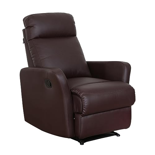 Image of Recliners India - Sleek Single Seater Recliner Sofa | 3 Modes of Comfort | Manual Recliner Chair | Cushion Armrest | Living Room Recliner Sofa | 1-Year Manufacturer Warranty | Colour- Brown