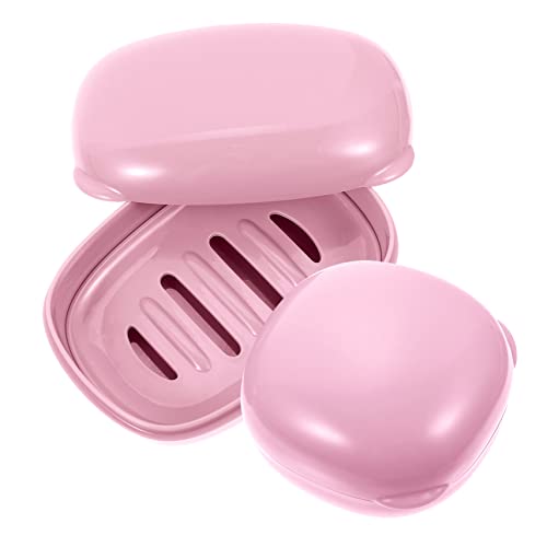 Cabilock 2 Jaboneras Jabonera Recipiente Hermético con Tapa Tamaño De Viaje Jabonera con Tapa Portátil para Lavado De Manos Líquido Automático Taza Doble De Polietileno Color Rosa