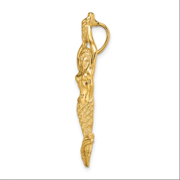 IceCarats 14K Solid Yellow Gold Mermaid Floating Chain Slide Pendant Necklace Charm4