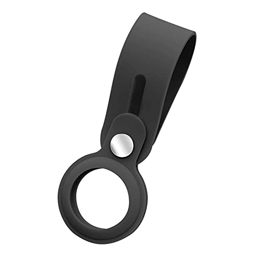 Image of FOSO() Silicone Loop Case for Apple Airtag - Key Finder Secure Holder with Buckle Protector Skin Cover with Long Strap for Apple Bluetooth Item Tracker Soft Keychain Locator Luggage Tag (Gray)