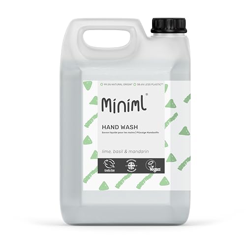 Miniml Hand Soap Wash Liquid 5L Refill - Lime, Basil & Mandarin Infused Hand, Skin & Body Wash Gel for Soft and Sensitive Skin Care - 100% Vegan & Cruelty Free