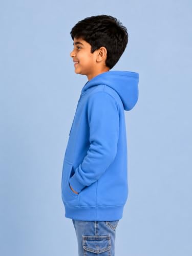 Image of Unisex Kids Solid Full Sleeve Zip Front Open Hooded Sweatshirt