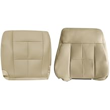Driver Side Bottom & Top Back Replacement Perforated Leather Seat Cover Tan Compatible with Fits for Lincoln Navigator 2007 2008 2009 2010 2011 2012 2013 2014