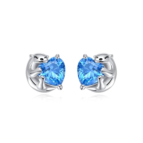 JBAERD Otter Earrings Sterling Silver Sea Otter Stud Earrings Ocean Animal Jewelry Gifts for Women