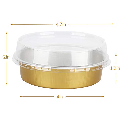 Beasea Disposable Pie Tins 4 Inch, 50 Pack Mini Tart Pans With Lids, 8 Oz Golden Aluminum Pie Pan Tin Tart Pans Round Oven Baking Mini Cake Pan For Pie Tart Quiche #TOP1