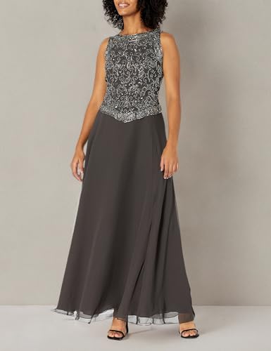 Image of J Kara Womens Sleeveless Mock 2 Piece Beaded Bodice Flare Dress