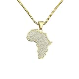 Collar personalizado para hombre y mujer, collar con colgante de mapa de África, collar con diamantes de imitación de color dorado, joyería africana