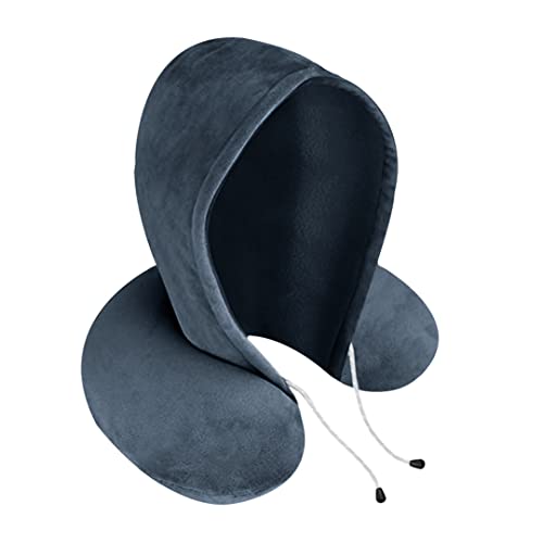 Billebon Premium Neck Pillow with Hoodie Combo Airplane Travel Pillow Comfortable Head Rest Pillow & 30 Years Warranty (Grey with Hoodie)