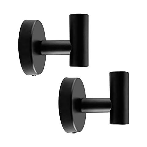 Towel Hooks 2 Pack Black Hooks for Hanging Towels Bathroom Hooks for Towels Wall Mounted Cover