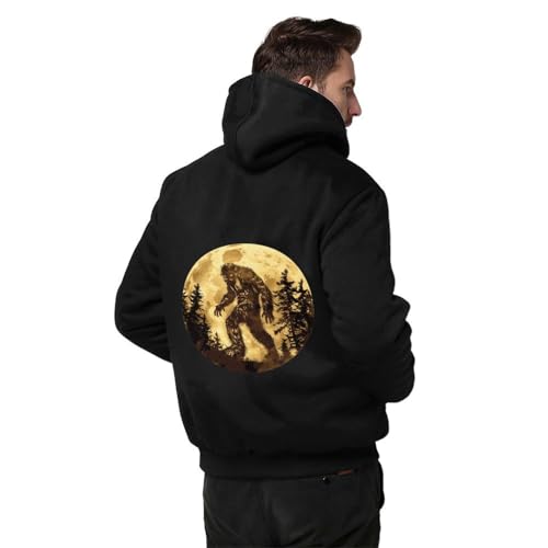 Bigfoot Sasquatch And Moon Men's Zip Up Hoodie Jacket Winter Sweatshirt Warm Fleece Lined Coat with Pockets2
