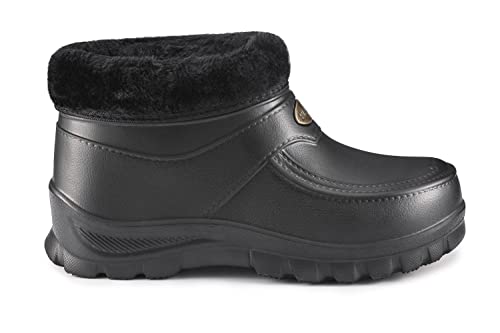 ESTRO Gummistiefel Gefüttert Herren Clogs - Regenstiefel Herren Gefütterte Gummistiefel Damen Kurz Regenschuhe Damen A16 (45, Schwarz)