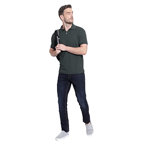 Image of Men's Poly Cotton-Matty Tshirt with Regular Fit Solid Pattern Half Sleeve Standard Length and Button Down Closure|Men's T-Shirts