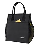 Fmeida Insulated Lunch Bag Women Men, 9L Large Lunch Bags with Multiple Pockets, Reusable Thermal Cooler Tote for Work, Office, Picnic, Travel | Hook and Loop Closure, Black