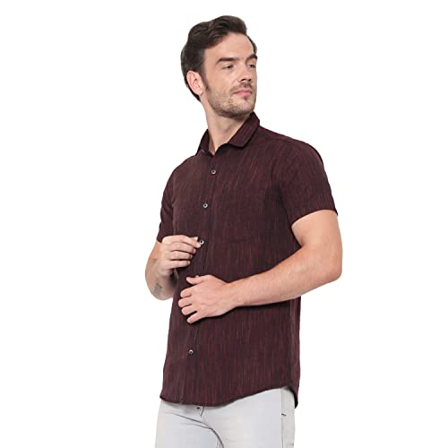 Image of LATEST CHIKAN Men's Cotton Blend Textured Half Sleeves Shirt