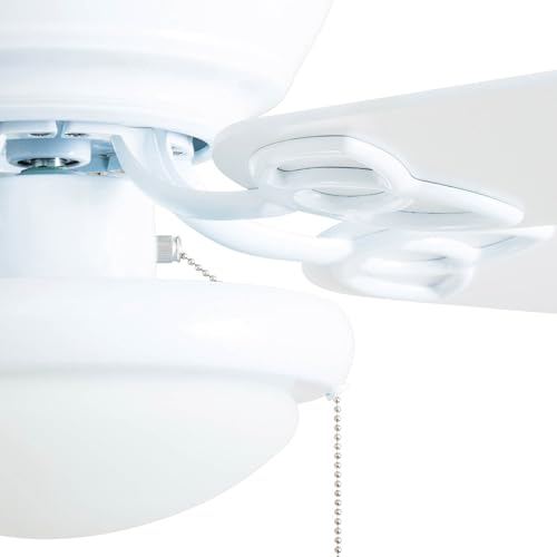 Prominence Home Benton Traditional 52 Inch Ceiling Fan with Light, LED Flush Mount Ceiling Fan, Indoor Fan with 5 Blades, White and Gray Oak Blade Finish Options, White (50852-01) thumbnail 14