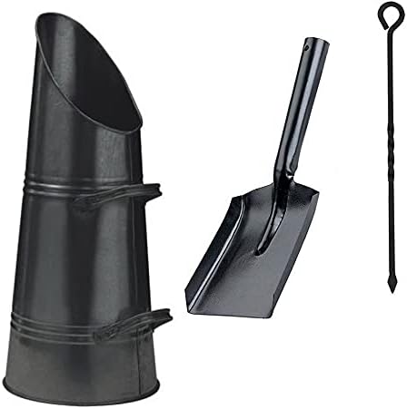 Parasene Heavy Duty Anthracite 23" Coal Hod, Bucket Scuttle Black Bronze Galvanised High Quality for Fireplace Fire Side with Shovel and Poker (Silver (Galvanised) Coal Hod)