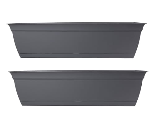 The HC Companies 24" Eclipse Plastic Window Box 7.76"x24"x6.57", Warm Gray Color (2 Pack)