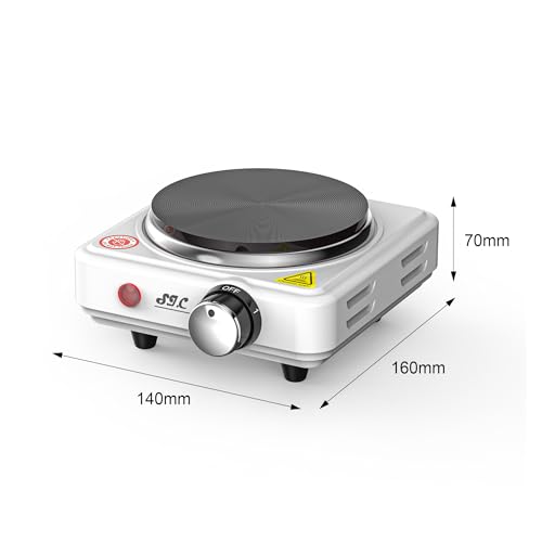 SIC Cocina eléctrica portátil de una placa, estufa portátil, de hierro fundido, temperatura ajustable. Para camping, viajes, cocina al aire libre (500W) - imagen 6