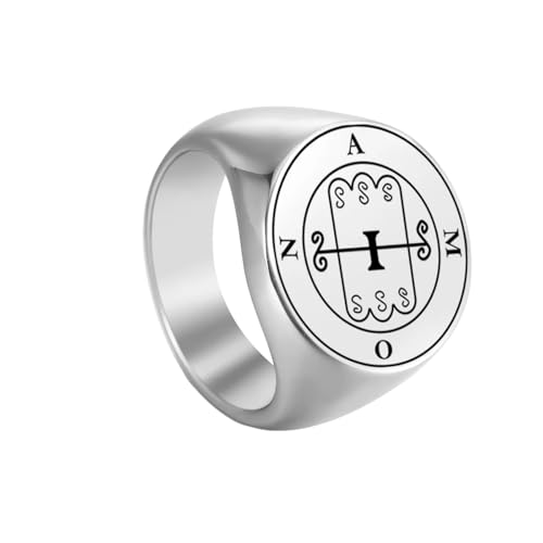 IOETSEUT Bague Bijoux Satan Bagues pour Hommes Baphomet Couleur Argent Bague Bijoux Cadeau Cadeau Papa