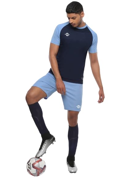 Nivia Destroyer Football Jersey Set for Men (Sky Blue/Navy Blue