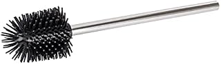 WENKO Stainless Steel Handle-Toilet Brush with Spare Silicone Head, Silver Shiny, Ø 8 x 35 cm