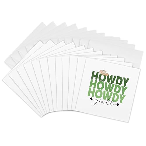 3dRose, Howdy you all western greeting. Happy St. Patricks day, funny gift, 12 Greeting Cards with envelopes