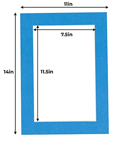 8X12 Mat For 11X14 Frame - Precut Mat Board Acid-Free Bay Blue 8X12 Photo Matte Made To Fit A 11X14 Picture Frame, Premium Matboard For Family Photos, Show Kits, Art, Picture Framing, Pack Of 1 Mat #TOP2