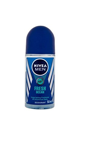Nivea Men Fresh Ocean Aluminium Free deodorant roll-on for long lasting freshness with aqua fresh scent 50 ml / 1.7 fl oz