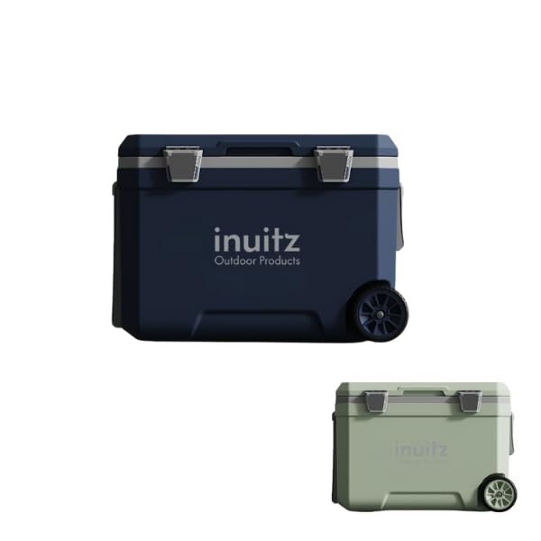 Inuitz Nevera con Ruedas 45L – Nevera Portatil Ideal para Camping y Aventuras al Aire Libre, Mantén Tus Alimentos Frescos por Horas, Ruedas Reforzadas para Facilitar el Transporte (Azul)