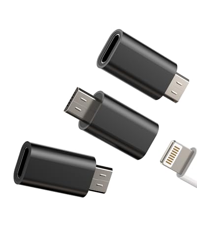 zoyuzan Adaptador Lightning a Micro USB (3 Pack) Conversor Android Jack Cargador Accesorios Convertidor Lightning Hembra a Micro USB Macho para Compatible con Galaxy S7 Active S6 Edge Adapter
