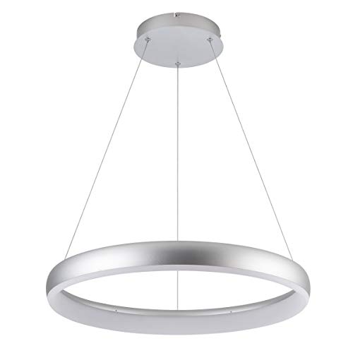 Royal Pearl Modern Foyer Pendant Light LED 1 Ring Contemporary Chandelier Round Shape Acrylic 25W 2200lm Silver for Bedroom Living Dining Room
