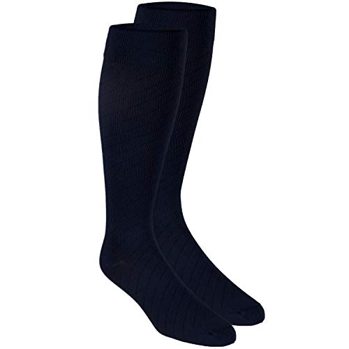 Image of Truform Travel Compression Socks for Men and Women, 15-20 Knee High Over Calf Length, Navy, Small