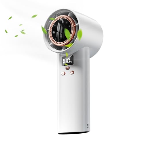 Ventilador Turbo Portátil de Mano - Ventilador de Mano Recargable con Pantalla LED | Turbina Silenciosa para Viajes Camping Dormitorio Playa Senderismo con Flujo de Aire Potente