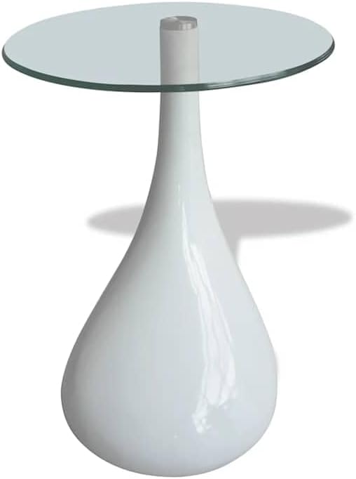 vidaXL Coffee Table Set of 2 High Gloss White Fiberglass, Tempered Glass
