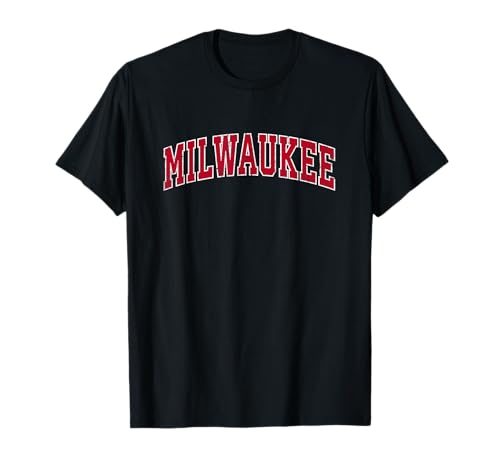 Milwaukee Wisconsin WI - Diseño deportivo, diseño vintage, color rojo Camiseta