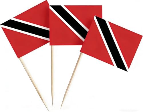 Coconut Dreamin' 5 CYPS 100 Pcs Trinidad Flag Toothpick Flags, Small Mini Stick Cupc...