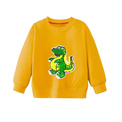 Boys and Toddlers' Fleece Hoodie Sweatshirt Boys And Girls Hoodie Spring And Autumn Color Sequins (Yellow, 6-7 Years)