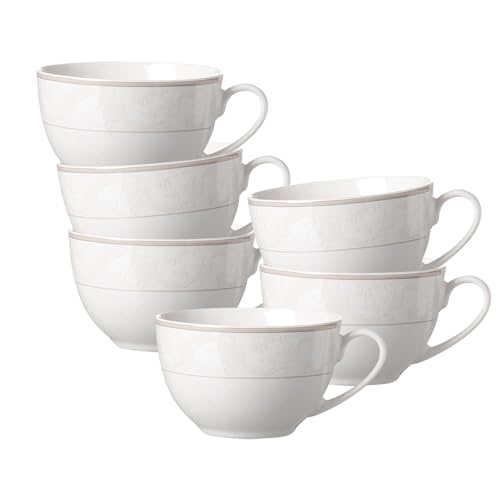 Ritzenhoff & Breker Isabella Kaffeetasse 250 ml, Tassen mit Floral-Dekor im praktischen 6er Set, Porzellan, Spülmaschinengeeignet, Beige