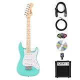 Fender Squier Mini Stratocaster Electric Guitar - Sea Foam Green Bundle with Amplifier, Instrument Cable, Tuner, Strap, Picks, and Austin Bazaar Instructional DVD