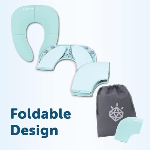 Folding Travel Potty Seat for Boys and Girls, Fits Round & Oval Toilets, Non-Slip Suction Cups, Includes Free Travel Bag - Jool Baby Products (Aqua)