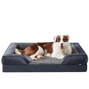 JOEJOY Großes Orthopädisches Hundebett, großes waschbares Katzenbett Hundekissen mit Wabenstruktur und abnehmbarem wasserdichte Fütterung Schaumstoff hundebett orthopädisch Grau