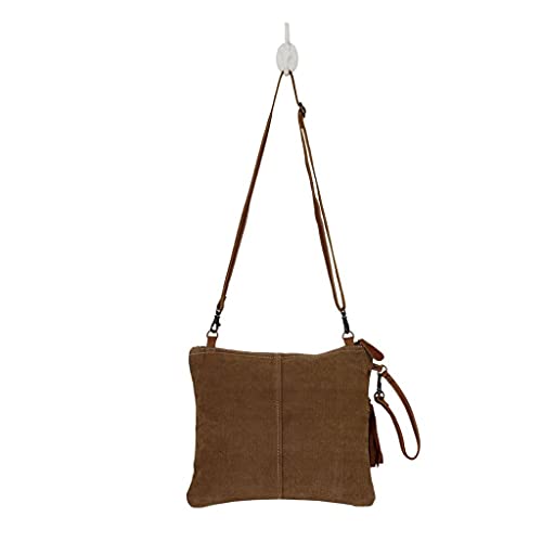 Myra Bag French Toast Small & Cross Body Bag Upcycled Canvas & Leather S-26494