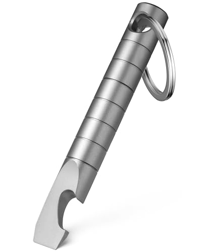 TISUR Keychain Pry Bar, Titanium Mini EDC Prybar Multitool with Bottle Opener, Pocket Small Keychain Tools for Every Day Carry(Gray-Mini)