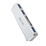 Elnwnnkc Aluminium Typ C Anschluss, 3 USB Hubs, zusätzlich winziger Speicherkartenleser, Funktionen für Plugs und Play, tragbar für Reisen, schneller Übertragungs Hub