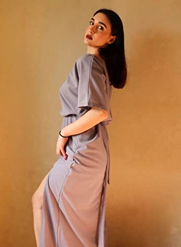 Happy Sailed Womens Batwing Sleeve Tie Waist Long Maxi Dress Side Split Formal Party Dresses Evening Gown Grey Medium #TOP7