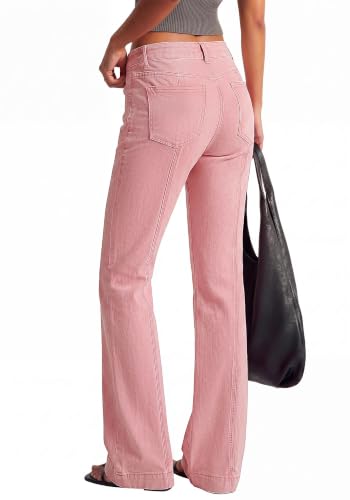 BTFBM Straight Leg Jeans for Women Stretchy Curve Appeal Pants Pink - image 3